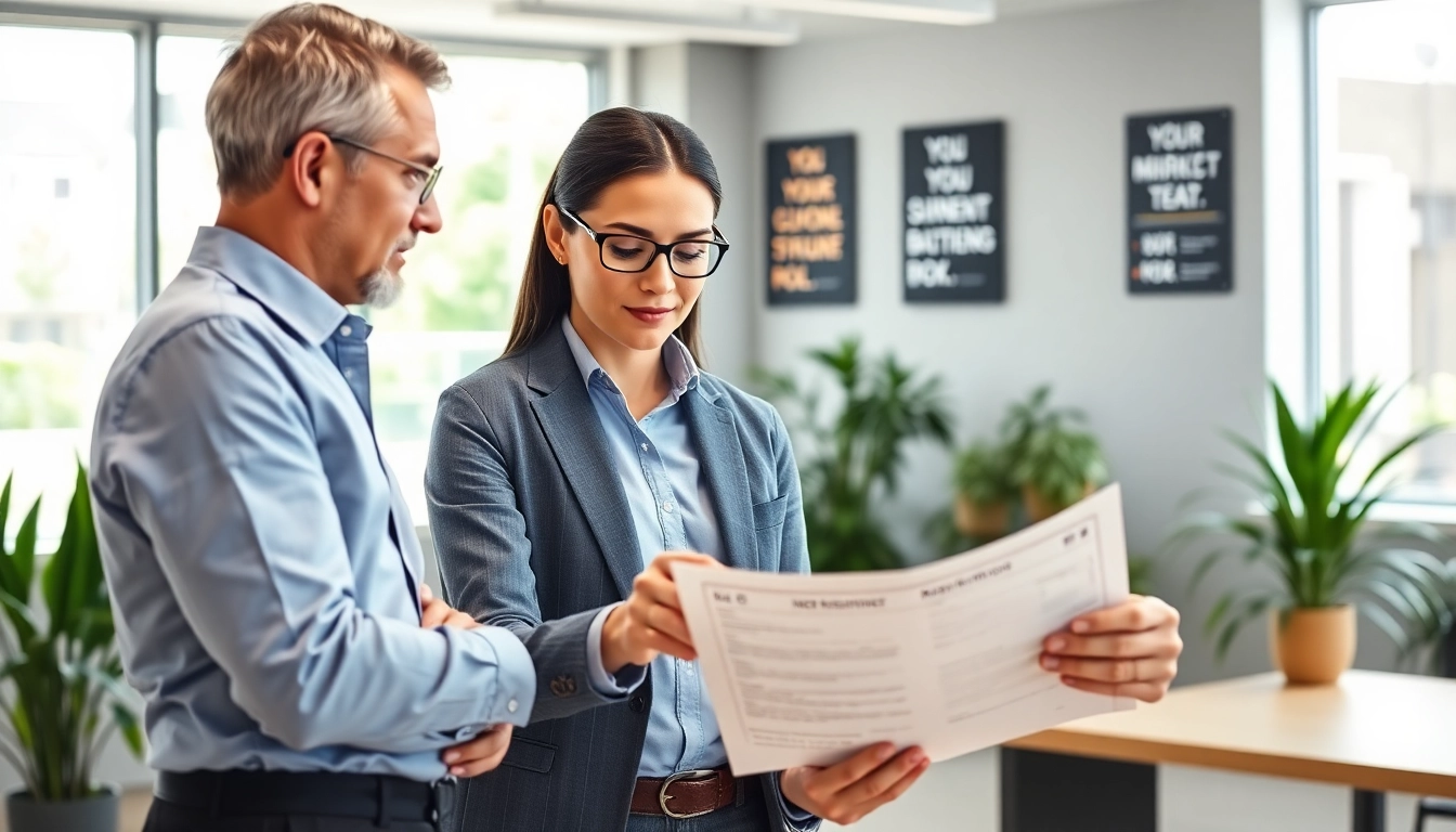 NCR Registration consultation showing a business consultant helping a client with documents.