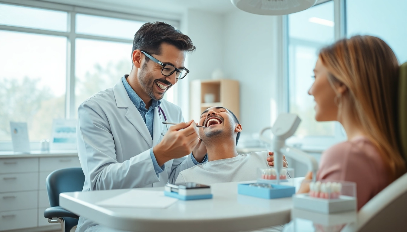 Evaluate braces cost Myrtle Beach while a patient consults and a professional smiles in a modern office setting.